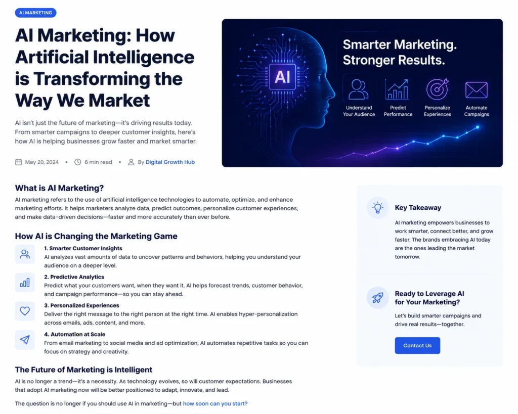 AI Marketing is changing the way companies do marketing. It helps them make their customers happy by giving them what they want. AI Marketing also helps companies make decisions and get money from what they spend on marketing.